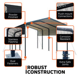 TMG Industrial 12' x 20' Metal Shed Carport with 8' Open Sidewalls