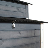PawHut 84" Wooden Chicken Coop for 2-3 Chickens with Run, Nesting Box, Asphalt Roof, Removable Tray, Ramp, Gray