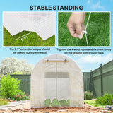 Outsunny 14.6' L x 6.5' W x 6.6' H  Walk-in Hoop Greenhouse with PE Cover, Zippered Mesh Door, 2 Support Rods, White