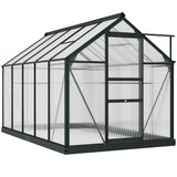 Outsunny 10' x 6' Polycarbonate Greenhouse with Aluminum Frame, Adjustable Roof Vent, Rain Gutters, and Sliding Door, Dark Gray