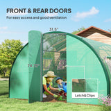 Outsunny 20' L x 10' W x 6.6' H Walk-in Tunnel Greenhouse with PE Cover, 2 Hinged Doors, 8 Mesh Windows, Green