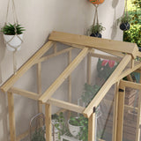 Outsunny 6.5 x 4 ft Wood-Frame Greenhouse with Thickened Polycarbonate Panels, Roof Vent, and Lockable Door