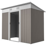 Outsunny 7' x 4' Metal Storage Shed with Dual Locking Doors, 2 Air Vents and Steel Frame, Gray