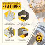 Sting Stopper Ventilated Goat Skin Beekeeping Gloves