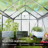 Outsunny 6' x 6' Polycarbonate Greenhouse with Aluminum Frame, Adjustable Roof Vent, Rain Gutters, and Sliding Door, Dark Gray