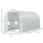 14.7 Ft x 6.5 Ft Outdoor Greenhouse w/ Heavy Duty Steel Frame and White PE Cover-4