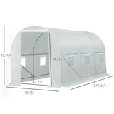 14.7 Ft x 6.5 Ft Outdoor Greenhouse w/ Heavy Duty Steel Frame and White PE Cover-4