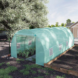 Outsunny 20' L x 10' W x 7' H Walk-in Hoop Greenhouse with PE Cover, Zippered Door, 8 Mesh Windows, Green