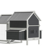PawHut 162" Large Chicken Coop with, 6 to 8 Chickens, 2 Nesting Boxes, Water-resistant Roof, Removable Tray, Ramp, Storm Gray