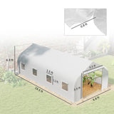 Outsunny 20' L x 10' W x 7' H Walk-in Tunnel Greenhouse with PE Cover, Zippered Door, 8 Mesh Windows, White