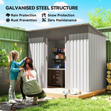 Outsunny 7' x 4' Metal Storage Shed with Dual Locking Doors, 2 Air Vents and Steel Frame, Silver