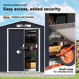 Outsunny 7' x 4' Metal Storage Shed with 2 Sliding Doors, 4 Air Vents, Dark Gray