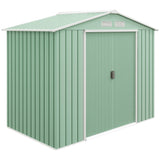 Outsunny 7' x 4' Metal Storage Shed with 2 Sliding Doors, 4 Air Vents, Light Green
