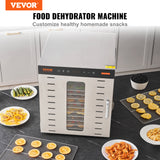 VEVOR Food Dehydrator, 10 Stainless Steel Trays, 1000W