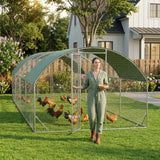 PawHut Large Metal Chicken Coop with Waterproof and Anti-UV Cover, 9.2' x 31.2' x 6.5'