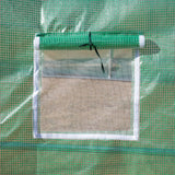 Outsunny 10' L x 10' W x 6.5' H Walk-in Hoop Greenhouse with PE Cover, Zippered Door, 6 Mesh Windows, Green
