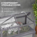 Outsunny 48" x 24" x 32.25" Raised Garden Bed, Wooden Cold Frame Greenhouse Cover, Gray