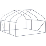 Outsunny 11.5' L x 10' W x 6.5' H Walk-in Tunnel Greenhouse with PE Cover, Zippered Door, 6 Mesh Windows, White
