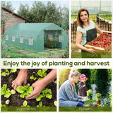 Outsunny 20' L x 10' W x 7' H Walk-in Tunnel Greenhouse with PE Cover, Zippered Door, 8 Mesh Windows, Green