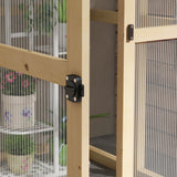 Outsunny 6.5 x 4 ft Wood-Frame Greenhouse with Thickened Polycarbonate Panels, Roof Vent, and Lockable Door