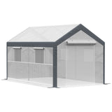 Outsunny 12' L x 7' W x 7' H Walk-in Greenhouse with PE Cover, 2 Zippered Roll-Up Doors, 4 Closeable Windows