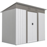 Outsunny 7' x 4' Metal Storage Shed with Dual Locking Doors, 2 Air Vents and Steel Frame, Silver