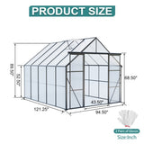 8 x 10 ft Walk-In Greenhouse, Polycarbonate Panels, Aluminum Frame