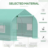 Outsunny 20' L x 10' W x 7' H Walk-in Tunnel Greenhouse with PE Cover, Zippered Door, 8 Mesh Windows, Green