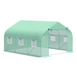 Outsunny 11.5' L x 10' W x 6.5' H Walk-in Tunnel Greenhouse with PE Cover, Zippered Door, 6 Mesh Windows, Green