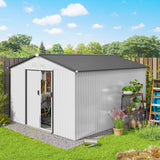 Outsunny 11' x 9' Metal Storage Shed with Double Sliding Doors, Silver