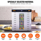 VEVOR Food Dehydrator, 10 Stainless Steel Trays, 1000W