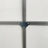 Outsunny 6' x 6' Polycarbonate Greenhouse with Aluminum Frame, Adjustable Roof Vent, Rain Gutters, and Sliding Door, Silver