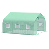Outsunny 11.5' L x 10' W x 6.5' H Walk-in Tunnel Greenhouse with PE Cover, Zippered Door, 6 Mesh Windows, Green