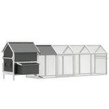 PawHut 162" Large Chicken Coop with, 6 to 8 Chickens, 2 Nesting Boxes, Water-resistant Roof, Removable Tray, Ramp, Storm Gray