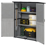 Outsunny Wood Storage Shed with Asphalt Roof, 2 Shelves, Lockable Doors, Gray