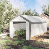 Outsunny 20' L x 10' W x 9' H Large Walk-in Greenhouse with PE Cover, 2 Zippered Roll Up Doors, 8 Closeable Windows