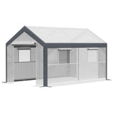 Outsunny 12' L x 7' W x 7' H Walk-in Greenhouse with PE Cover, 2 Zippered Roll-Up Doors, 4 Closeable Windows