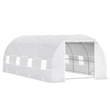 Outsunny 20' L x 10' W x 7' H Walk-in Hoop Greenhouse with PE Cover, Zippered Door, 8 Mesh Windows, White