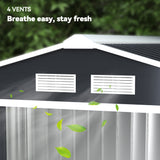 Outsunny 7' x 4' Metal Storage Shed with 2 Sliding Doors, 4 Air Vents, Dark Gray