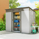 Outsunny 7' x 4' Metal Storage Shed with Dual Locking Doors, 2 Air Vents and Steel Frame, Silver