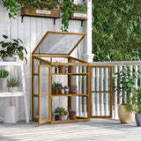 Outsunny Wooden Frame Greenhouse Cabinet, 30" L x 24" W x 44" H, Brown