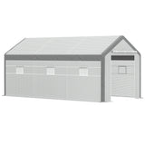 Outsunny 20' L x 10' W x 9' H Large Walk-in Greenhouse with PE Cover, 2 Zippered Roll Up Doors, 8 Closeable Windows