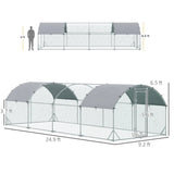 PawHut Large Metal Chicken Coop with Waterproof and Anti-UV Cover, 9.2' x 24.9' x 6.5'