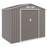 Outsunny 7' x 4' Metal Storage Shed with 2 Sliding Doors, 4 Air Vents, Gray