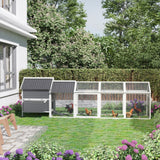 PawHut 162" Large Chicken Coop with, 6 to 8 Chickens, 2 Nesting Boxes, Water-resistant Roof, Removable Tray, Ramp, Storm Gray