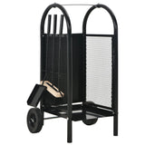 vidaXL Steel Firewood Cart, 11.8"x13.8"x31.9", Black