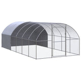 Outdoor Chicken Coop, Galvanized Steel Frame, PE Cover, 9.8 x 19.7 x 6.6 ft
