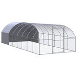 Outdoor Chicken Coop, Galvanized Steel Frame, PE Cover, 9.8 x 26.2 x 6.6 ft