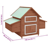 Chicken Coop With Two Nesting Boxes, Solid Fir Wood
