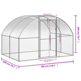 Outdoor Chicken Coop, Galvanized Steel Frame, PE Cover, 9.8 x 6.6 x 6.6 ft